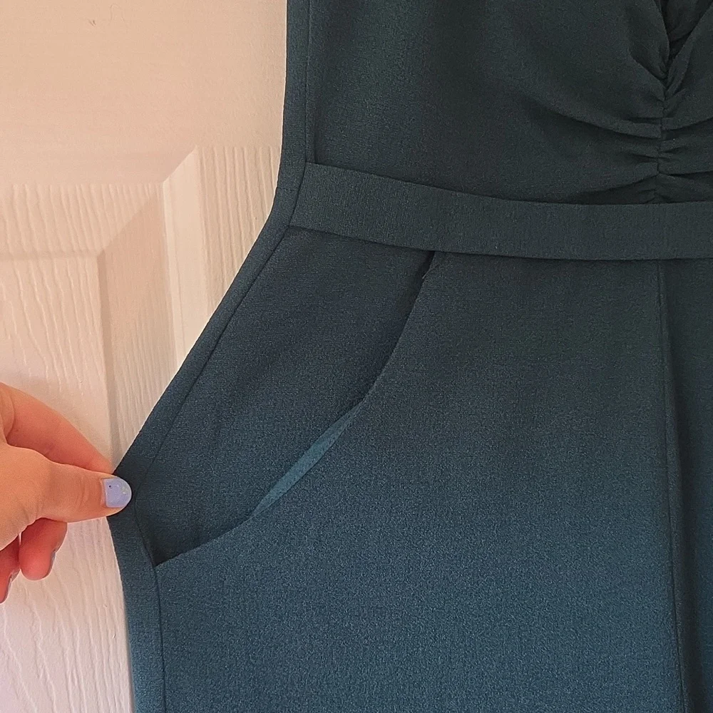 Dress The Population Jumpsuit S Wide Leg Emmet NWT $258 Pine Green - Picture 9 of 10